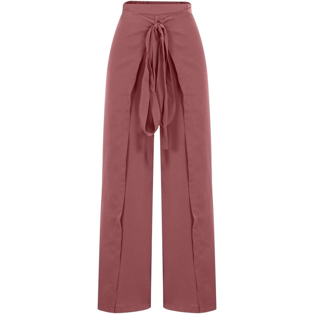 Halara High‎ Waisted Wrap Tie Wide Leg Trouser Pants Dusty Rose NWOT XS Flowy